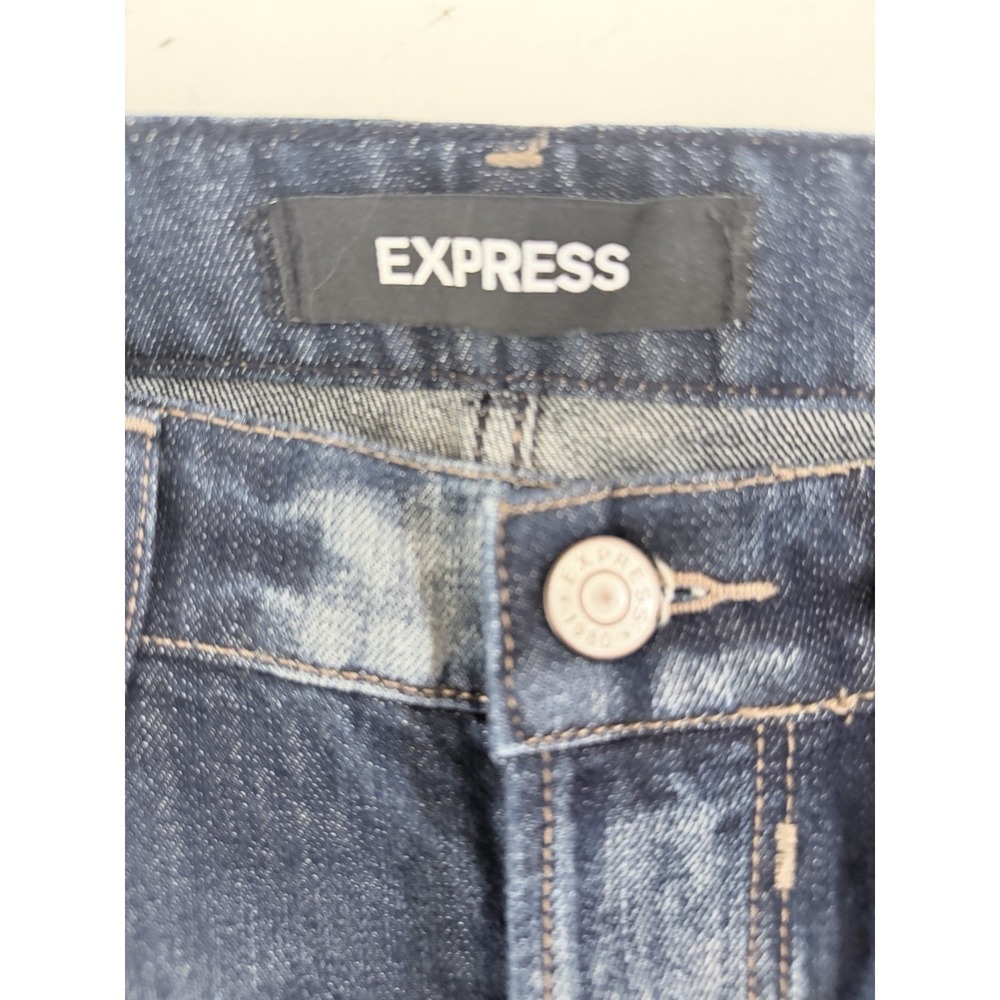 Express Vintage Ankle Button Fly Denim Jeans Womens Size 6 Distressed Whiskered - Picture 4 of 9